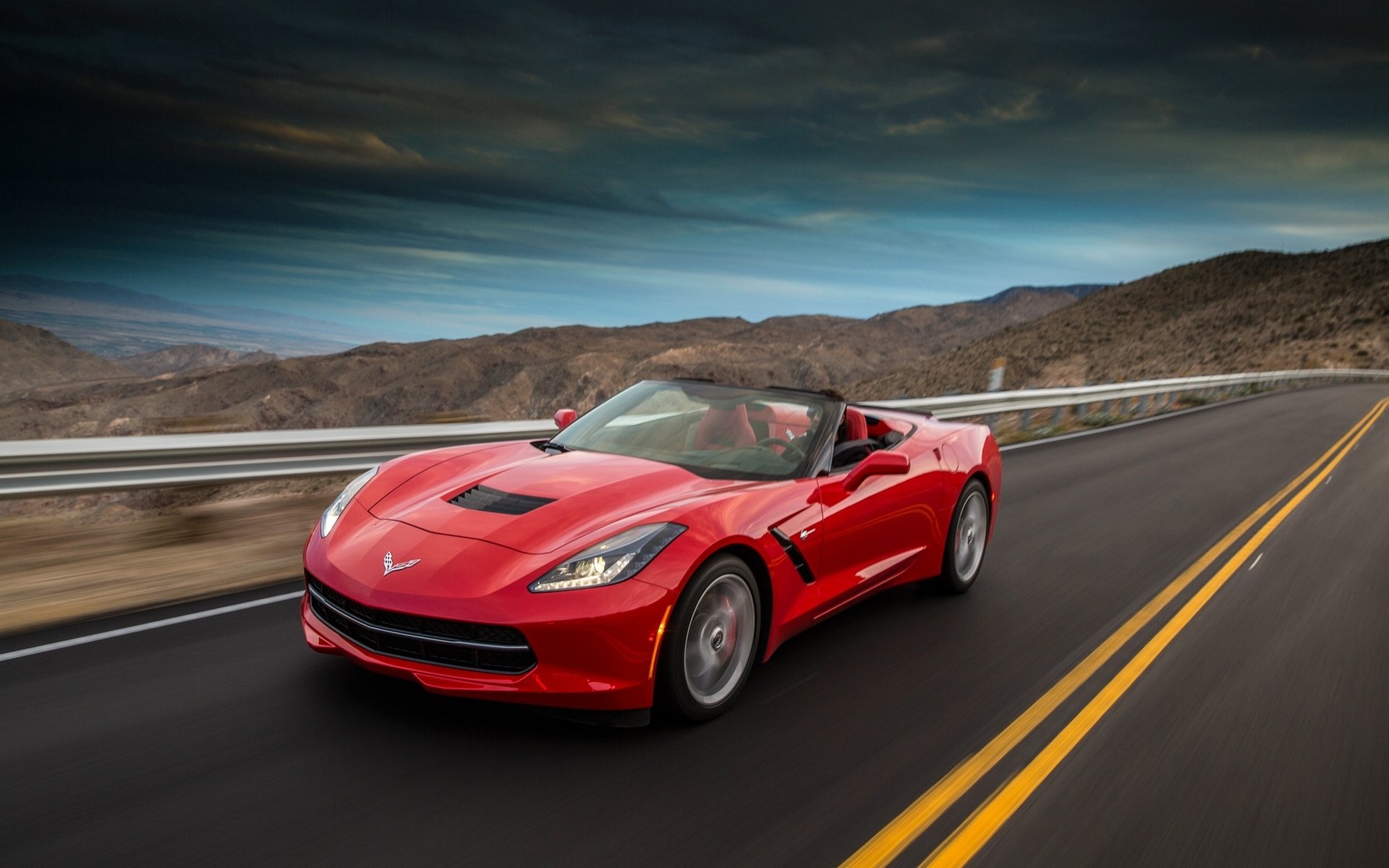 chevrolet corvette stingray convertibile rosso velocità auto macchina chevrolet montagna strada rosso