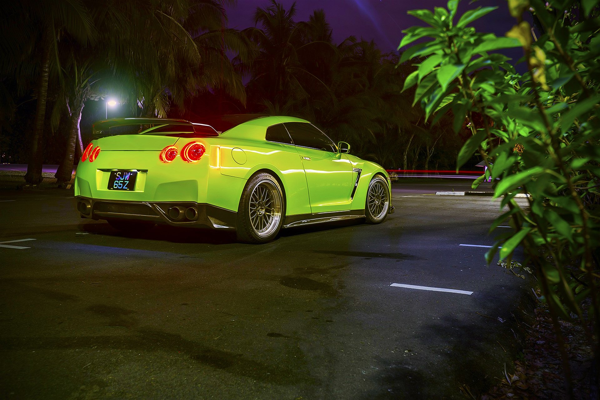 nissan r35 gtr green tomei 1400hp back sport car