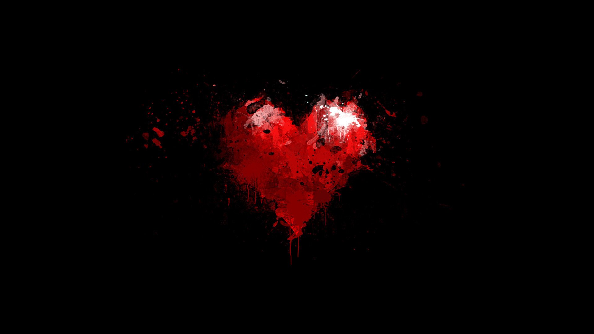 minimalism black background red heart paint drops love easy the dark background