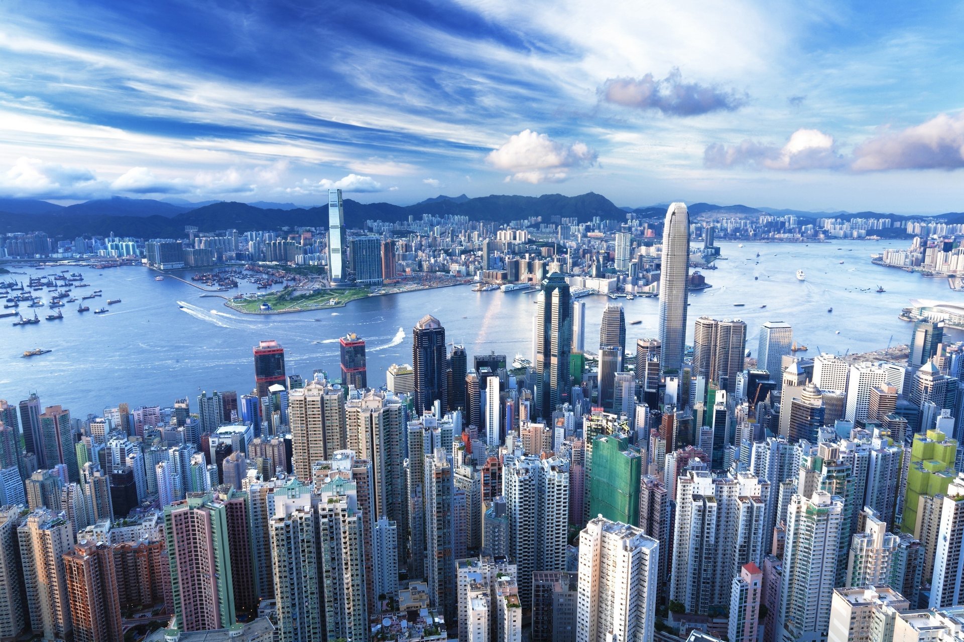 hong kong hongkong metropole gebäude wolkenkratzer wasser wetter städte himmel metropolen