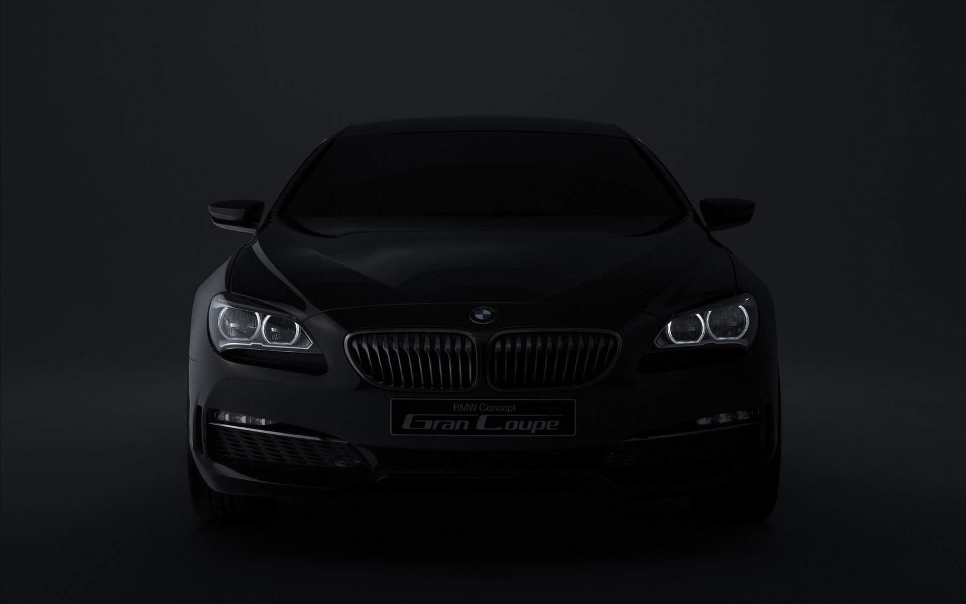 bmw concept dark logo bmw concept auto car dark car darkness headlights background passenger cars transport black and white motor transport