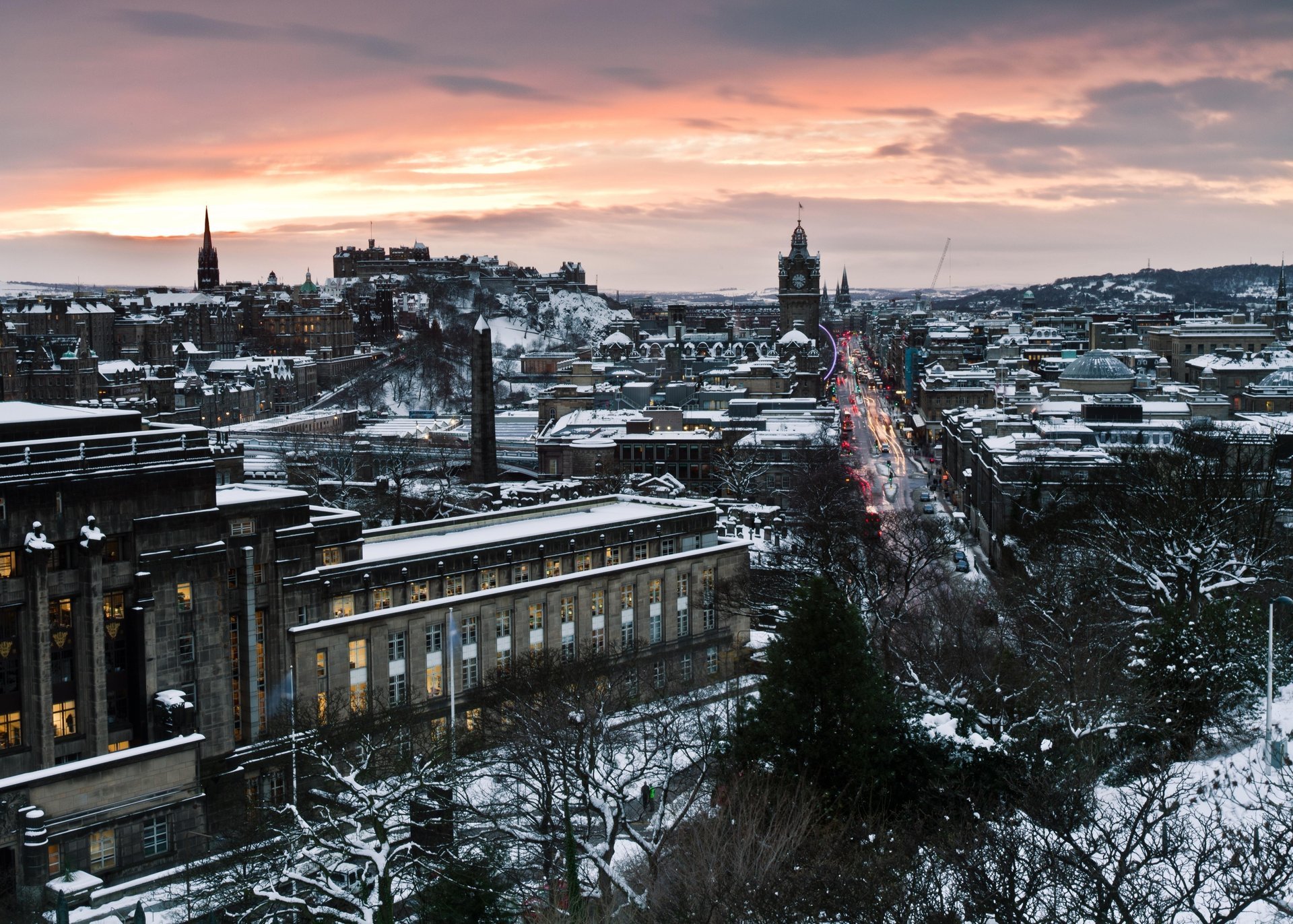 edimburgo edimburgo scozia scozia capitale sera strada strada casa hotel città tramonto