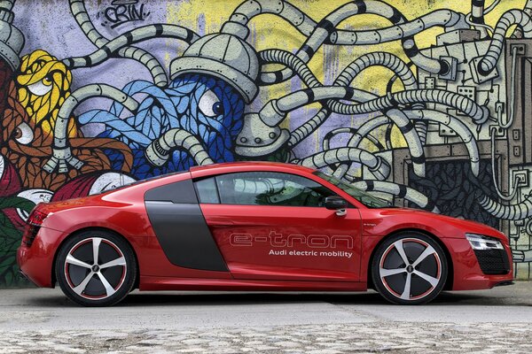 Coche rojo Audi R8 perfil