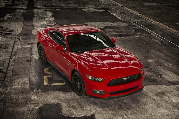 Roter Ford Mustang Draufsicht