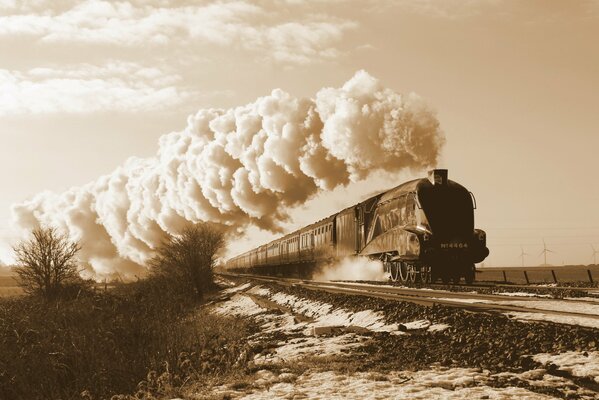 Photo Vintage du train. Photo Vintage. Chemin de fer dans les temps anciens