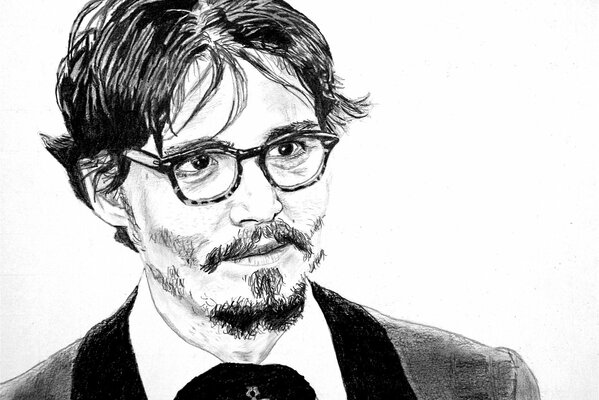 Imagen en blanco y negro de un hombre con gafas