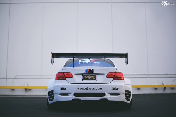 The stern of the car captured by the photographer