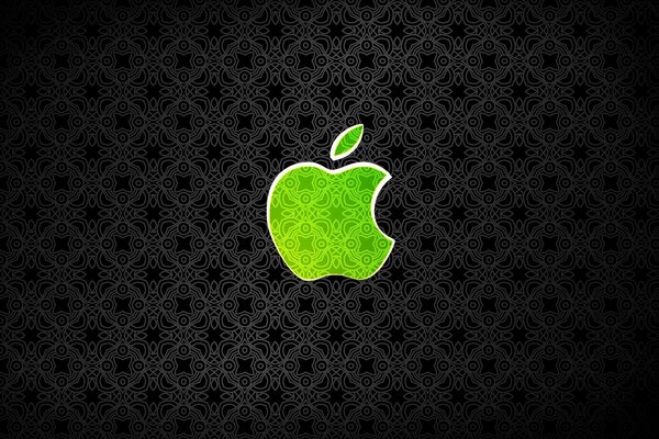 Logotipo de la marca Apple sobre fondo negro