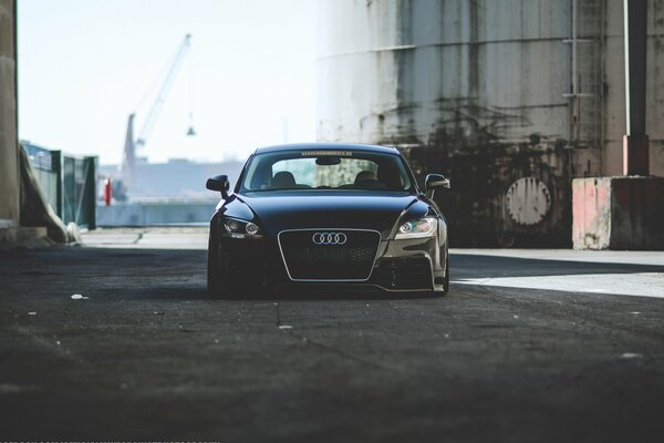 Black audi tt on the wheels of vossen