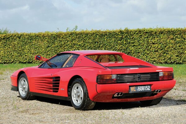 Red ferrari, testarossa rear view