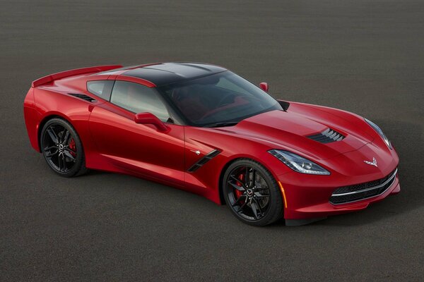 Red chevrolet on a dark background