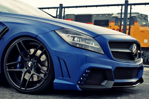 Beautiful blue Mercedes-Benz sports car