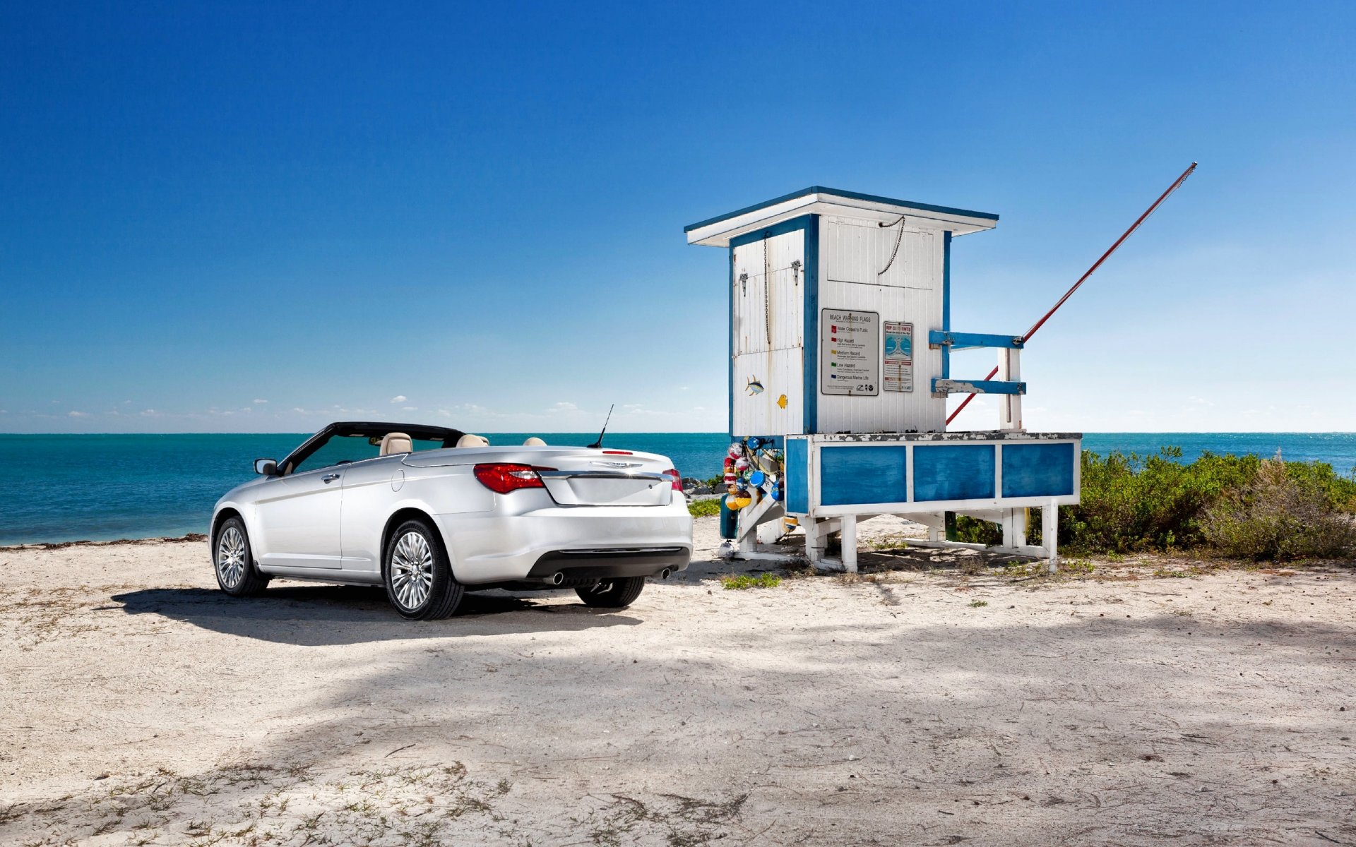 chrysler cabriolet voiture gris jour ciel mer été auto