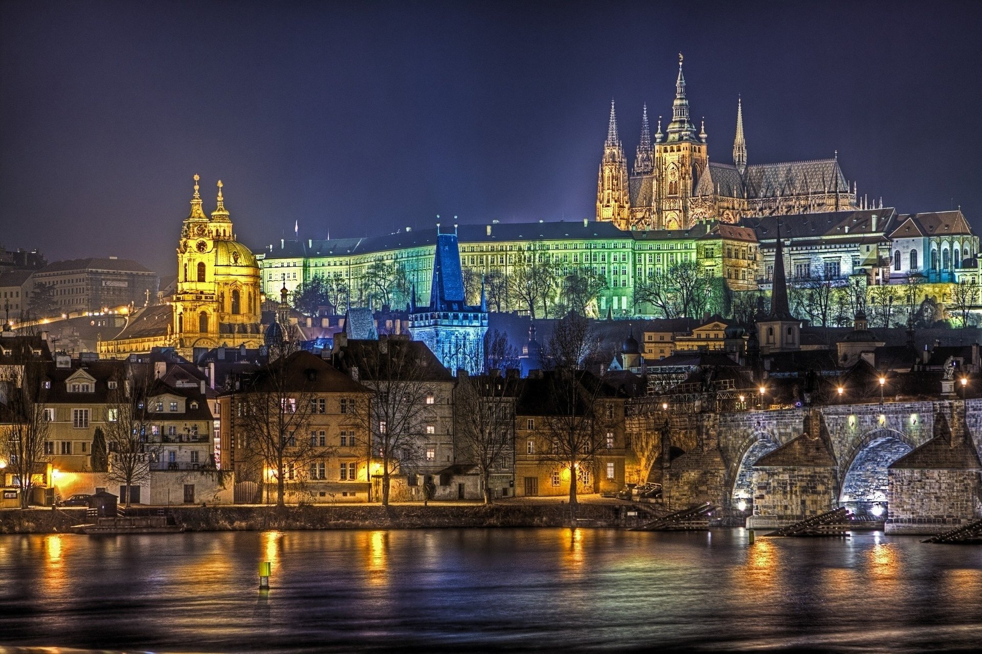 château éclairage de nuit maison réflexion eau nuit villes lumières de la ville ponts