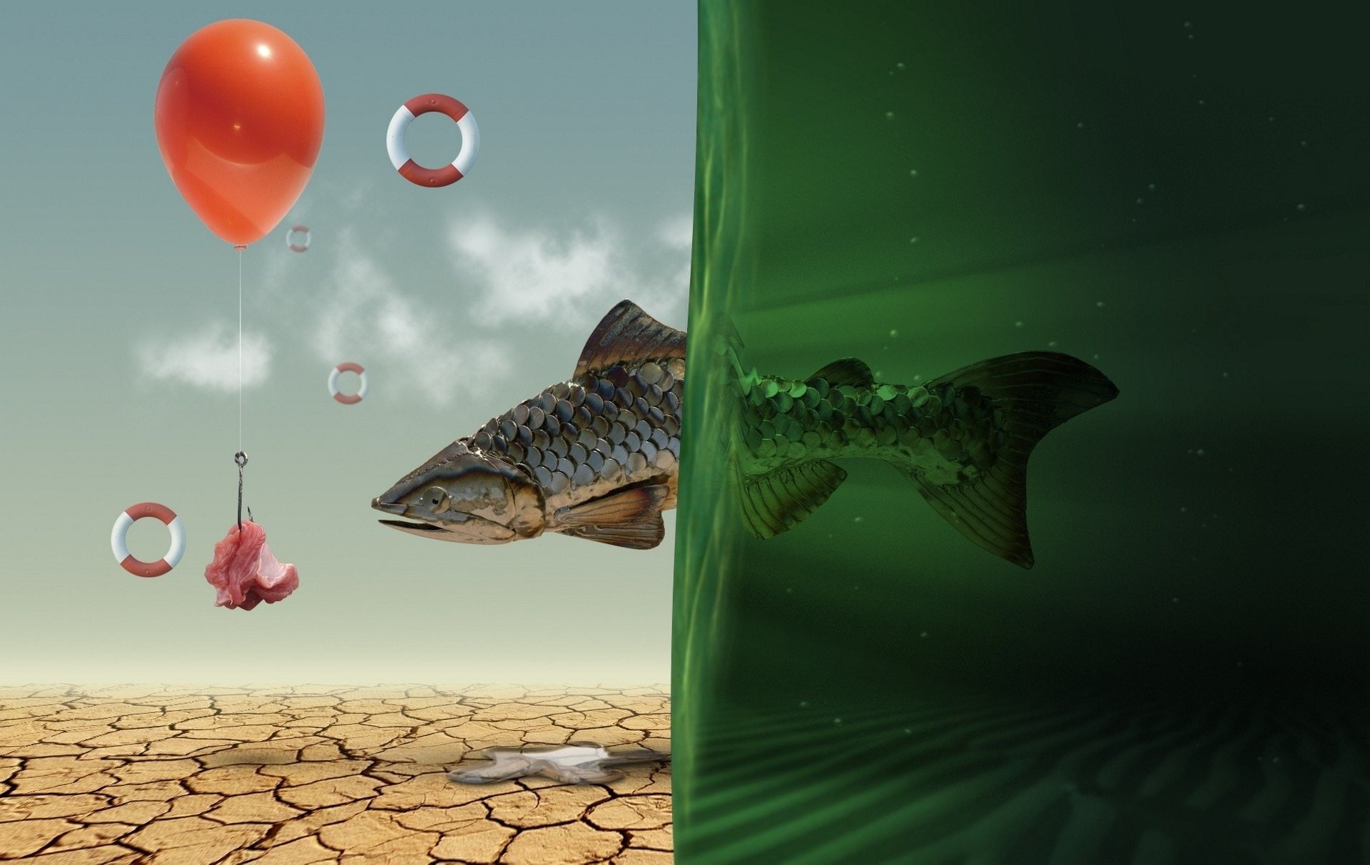 fish bait fish meat balloon lifebuoy art water drought hook balloon balloon creative puddle hd meat fantasy 3d