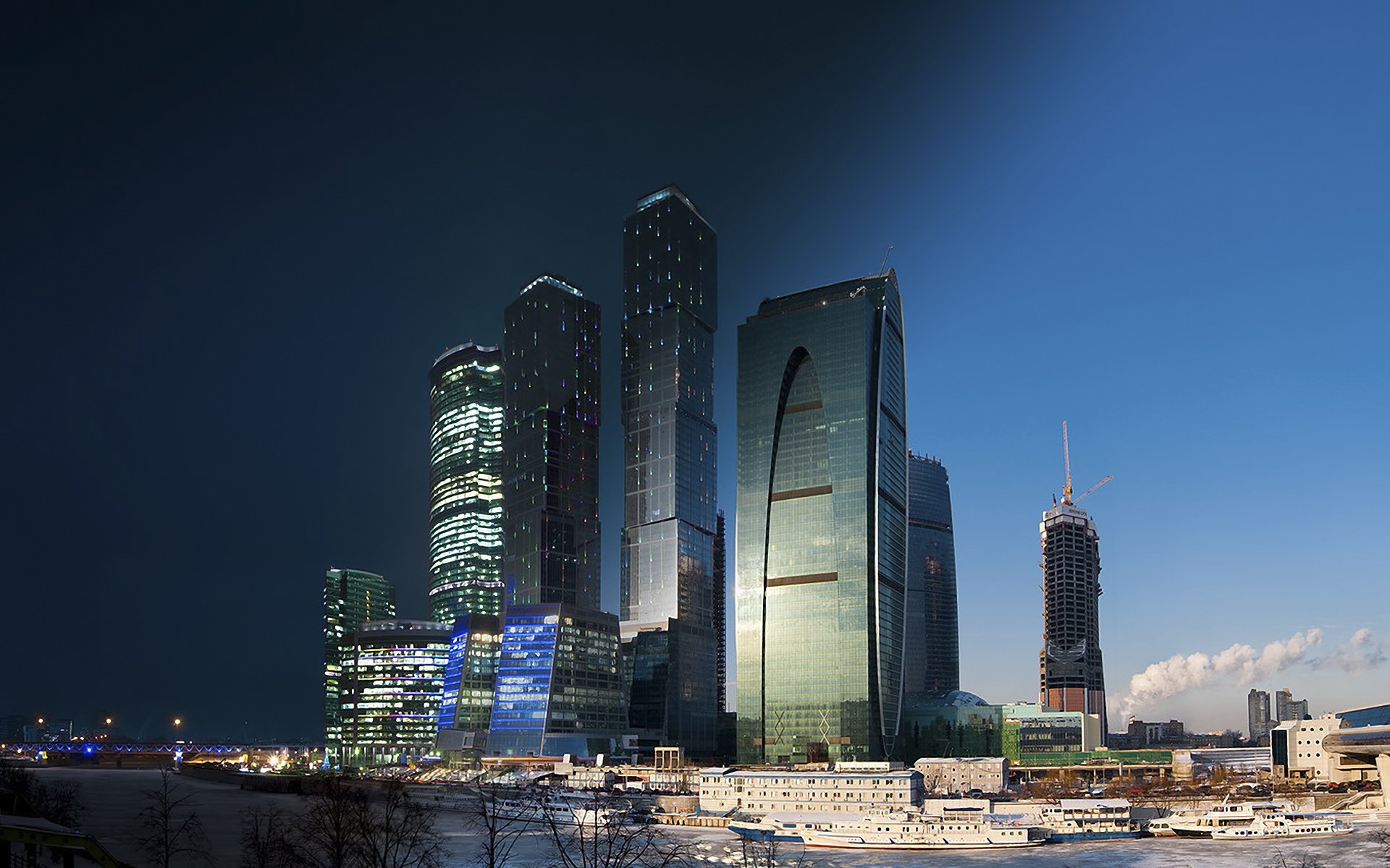 moscou bâtiments rivière lumières russie jour nuit maisons ville ciel eau architecture rue ciel nocturne lumières de la ville