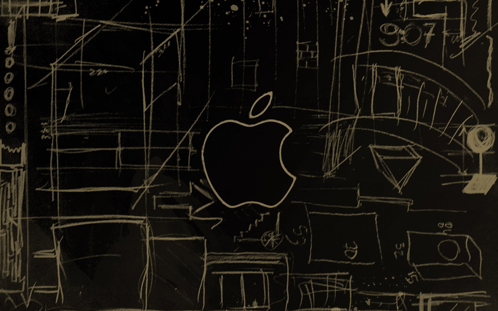 apple minimalisme dessin logotype pomme logo fond chorny économiseur d écran emblèmes