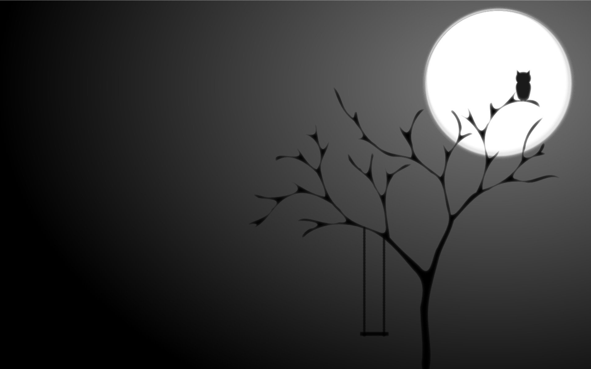 gufo albero notte luna sfondo nero minimalismo luna piena mese semplicità sfondo grigio sfondo scuro luce