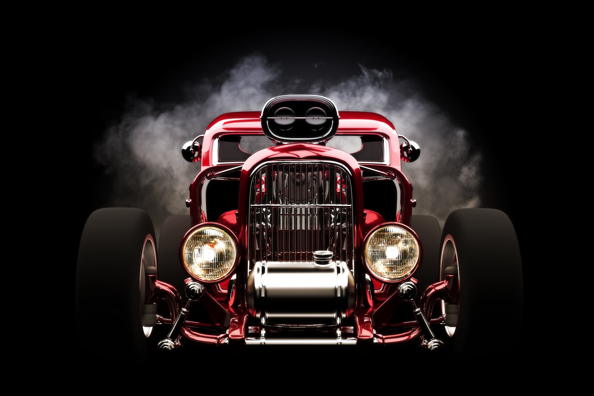 hot rod красные вид спереди колеса фары