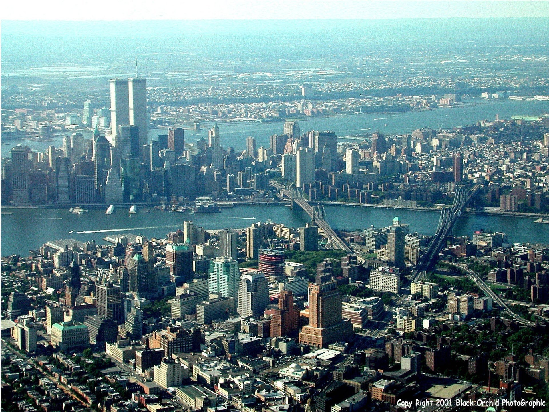 wtc zhishn river bridges usa ny 911 new york wtc world trade center manhattan new york usa city skyscrapers buildings water view metropolis bridge road street architecture ocean sky