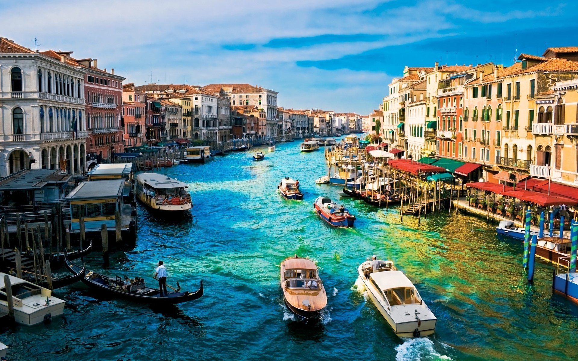 venedig boote häuser stadt ochsen fluss menschen wasser italien architektur himmel gebäude