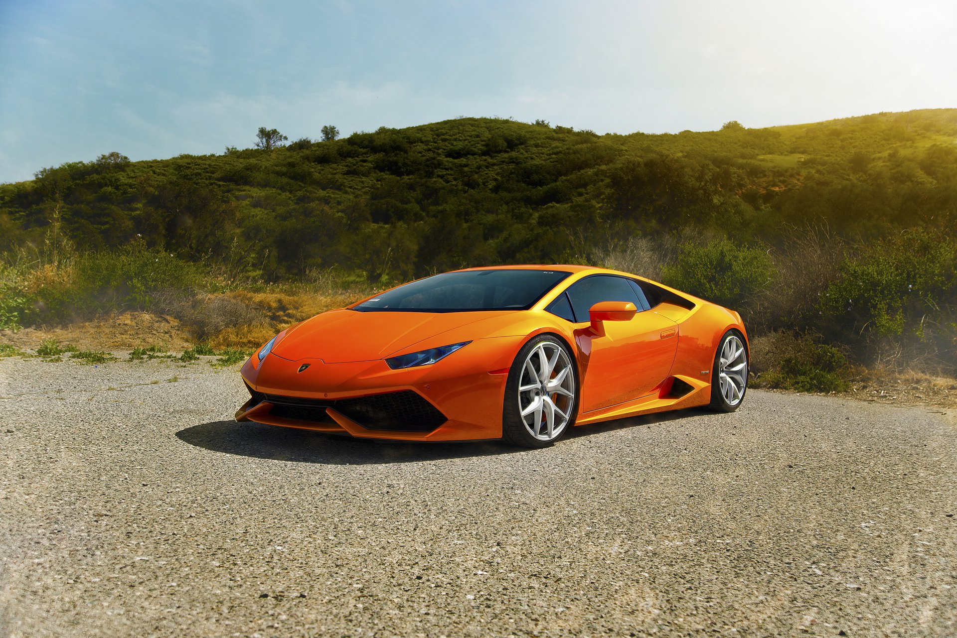 lamborghini huracan lp640-4 diamentowa edycja pomarańczowa egzotyczna supersamochody sun front