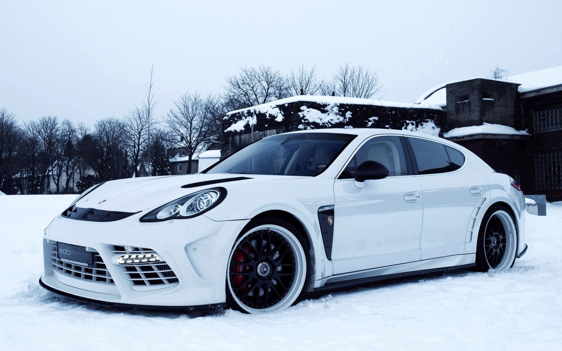 panamera porsche neige voiture blanc gris