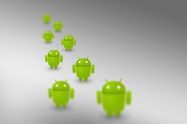 Soldats verts Android sur fond gris