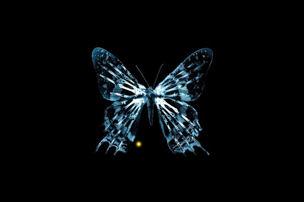 Imagen de fantasía de una mariposa de color azul