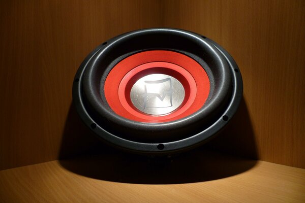 Subwoofer musicale nero e rosso