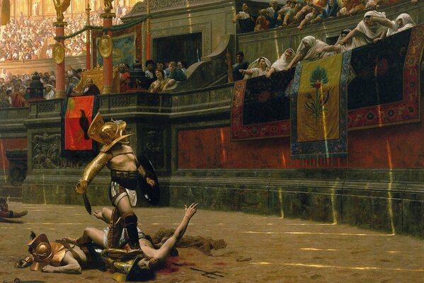 Gladiateurs dans un duel dans une belle armure