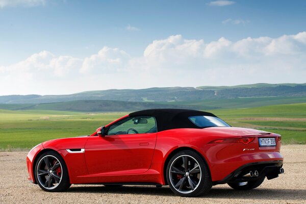 Picture of a red jaguar f-type v8 s car