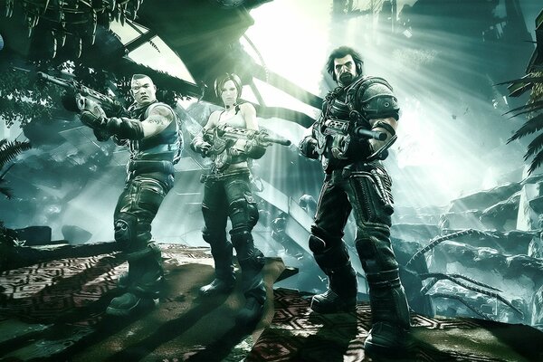 Three soldiers from the bulletstorm game