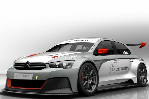 Citroen grey-white sports car with tuning