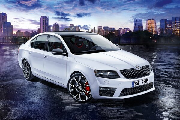 Coche blanco skoda Octavia