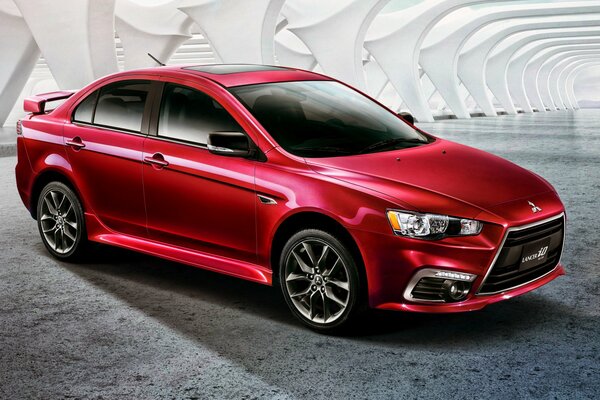 Czerwony Mitsubishi Lancer 2015