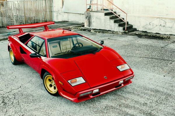 Racing lamborghini 1982 on concrete