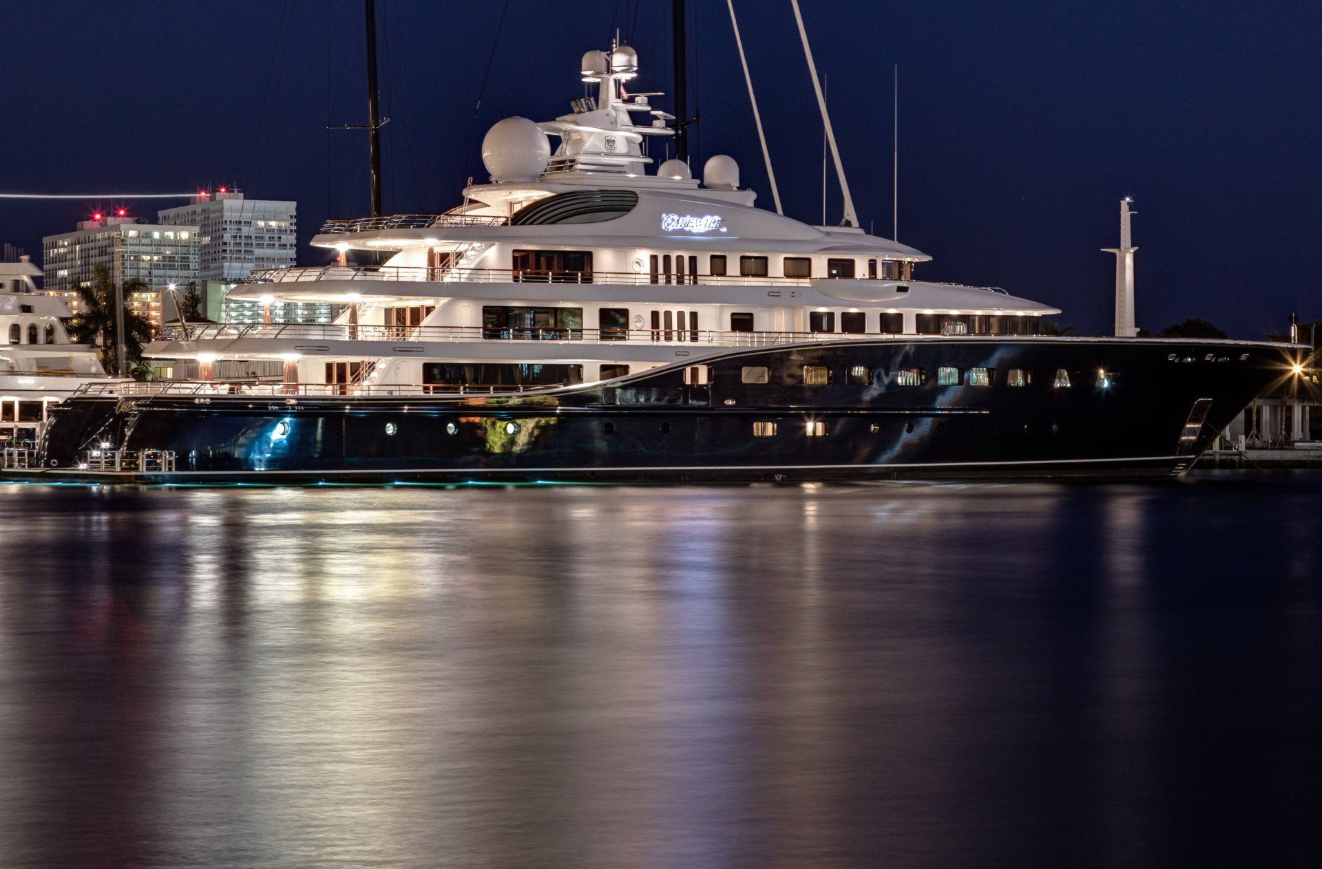 yacht mega yacht super yacht easy walk harbor mega yacht night evening port home