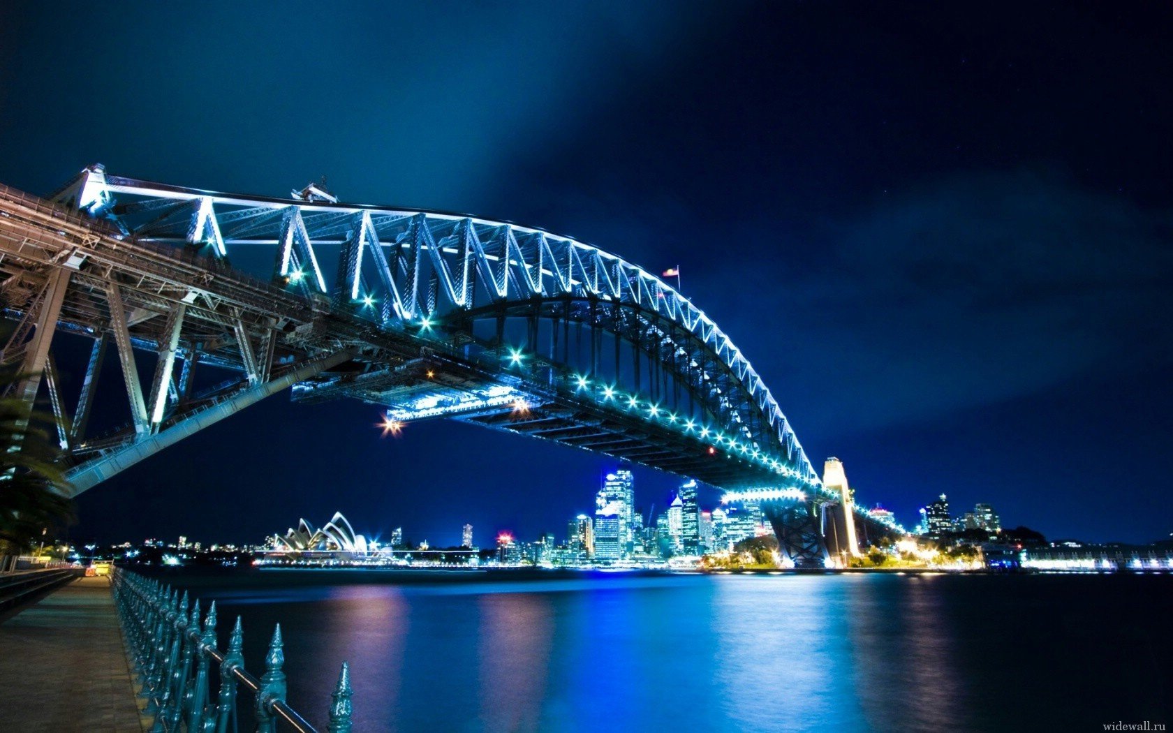 sydney pont australie rivière ville nuit lumières ciel eau ciel nocturne lumières de la ville