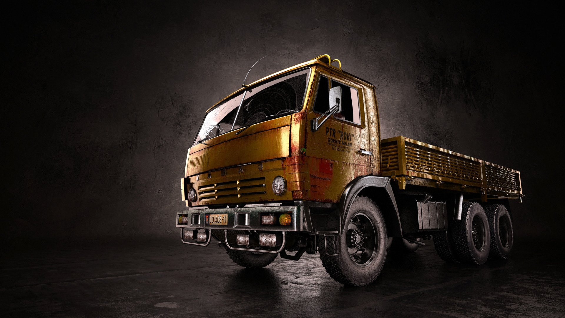 kamaz ciężarówka render fura tło auto tuning samochody ciężarowe transport motoryzacja