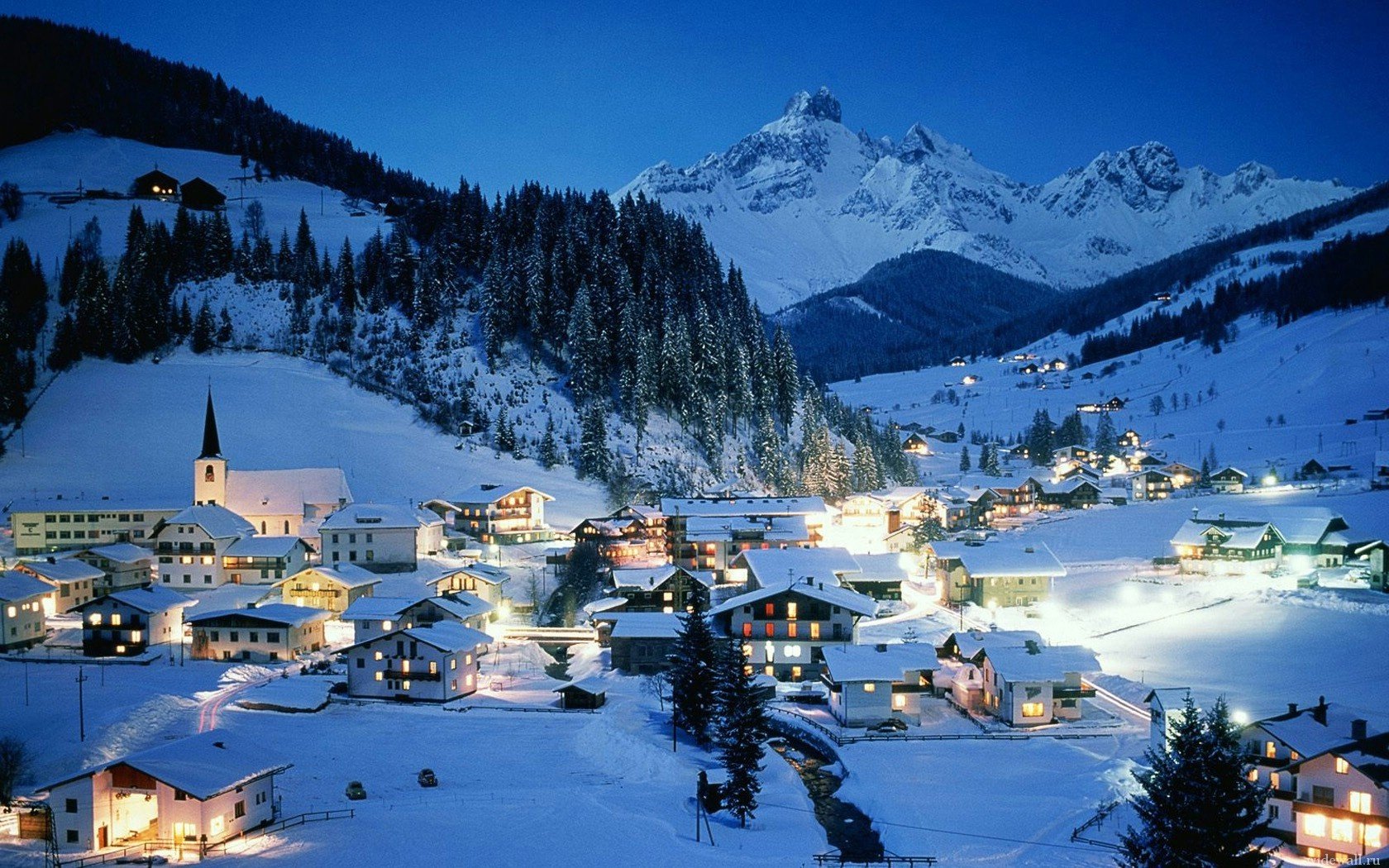 berge stadt winter nacht lichter schnee lichter der städte