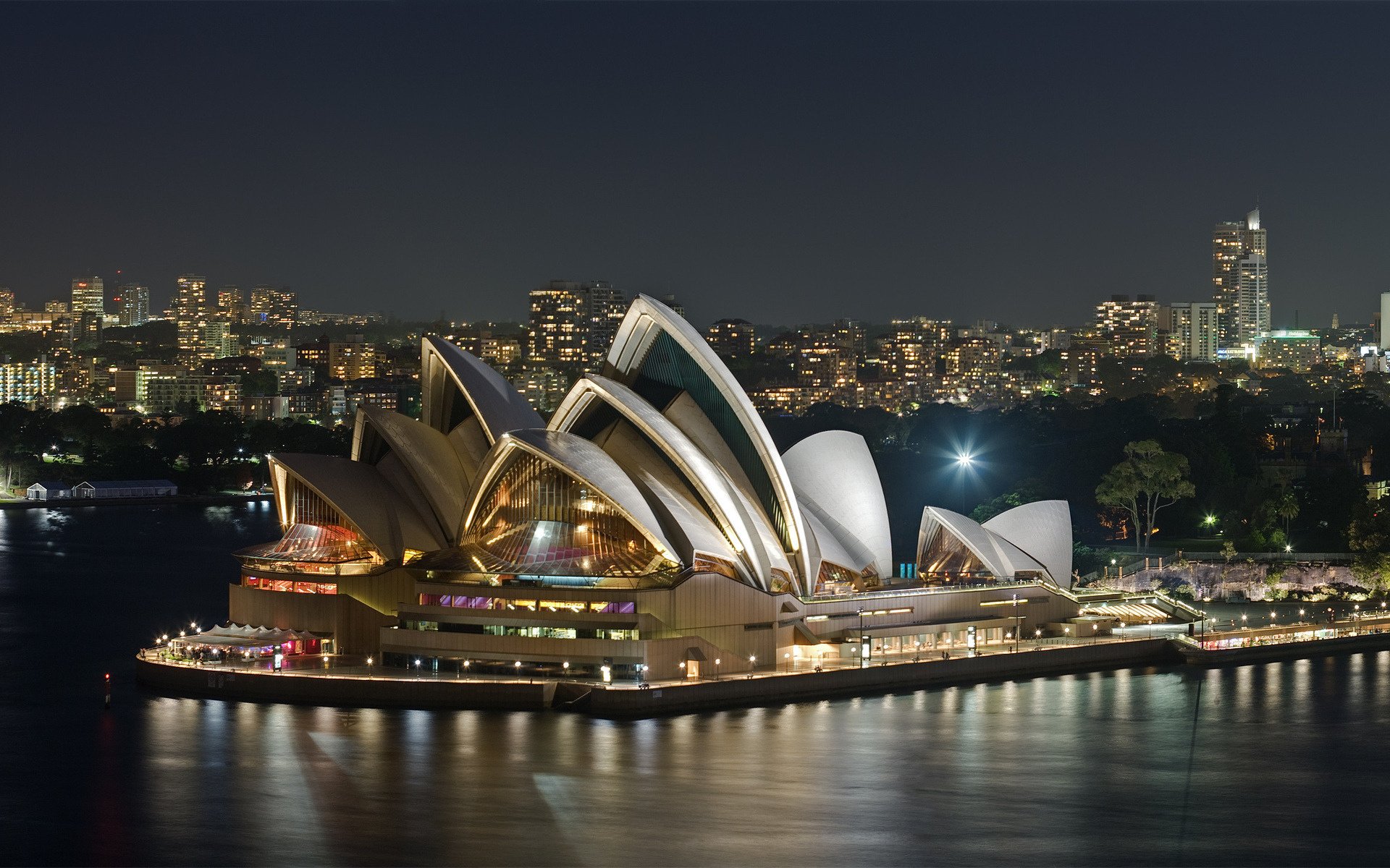 australie opéra soirée eau ville bâtiments architecture sydney rivière arrière-plan new york océan promenade lumières ciel nocturne nuit lumières de la ville