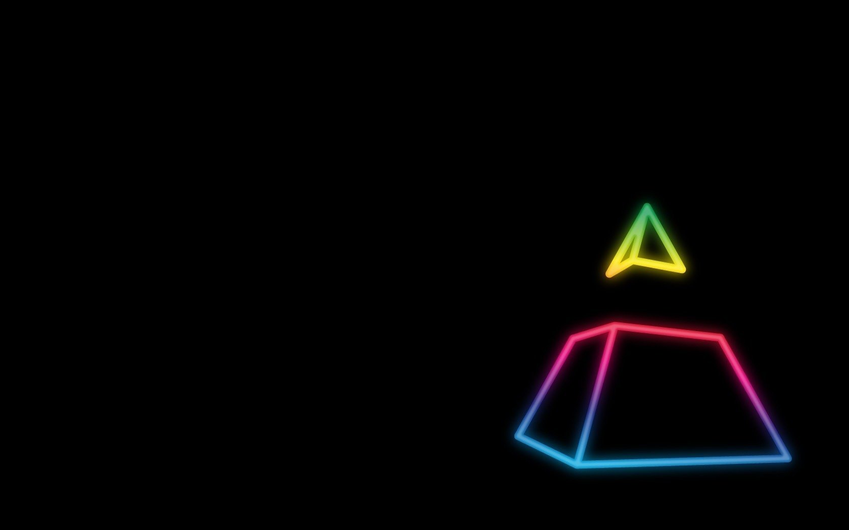 arte musica minimalismo daft punk logo stile piramide semplicità contrasto neon disegno idea sfondo scuro sfondo nero spettro arcobaleno tavolozza