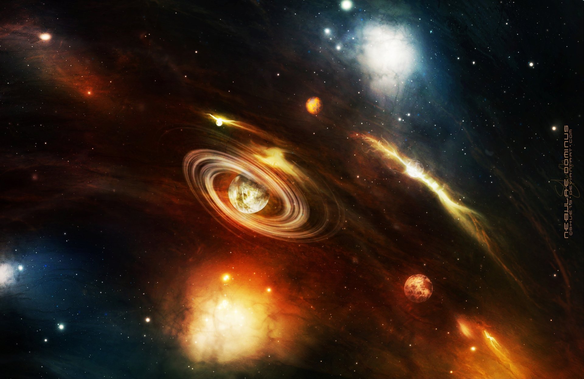 planetas espiral espacio luz universo