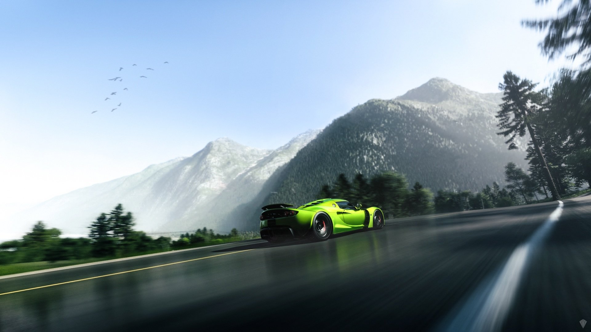 hennessey gt supercar vert arrière montagne