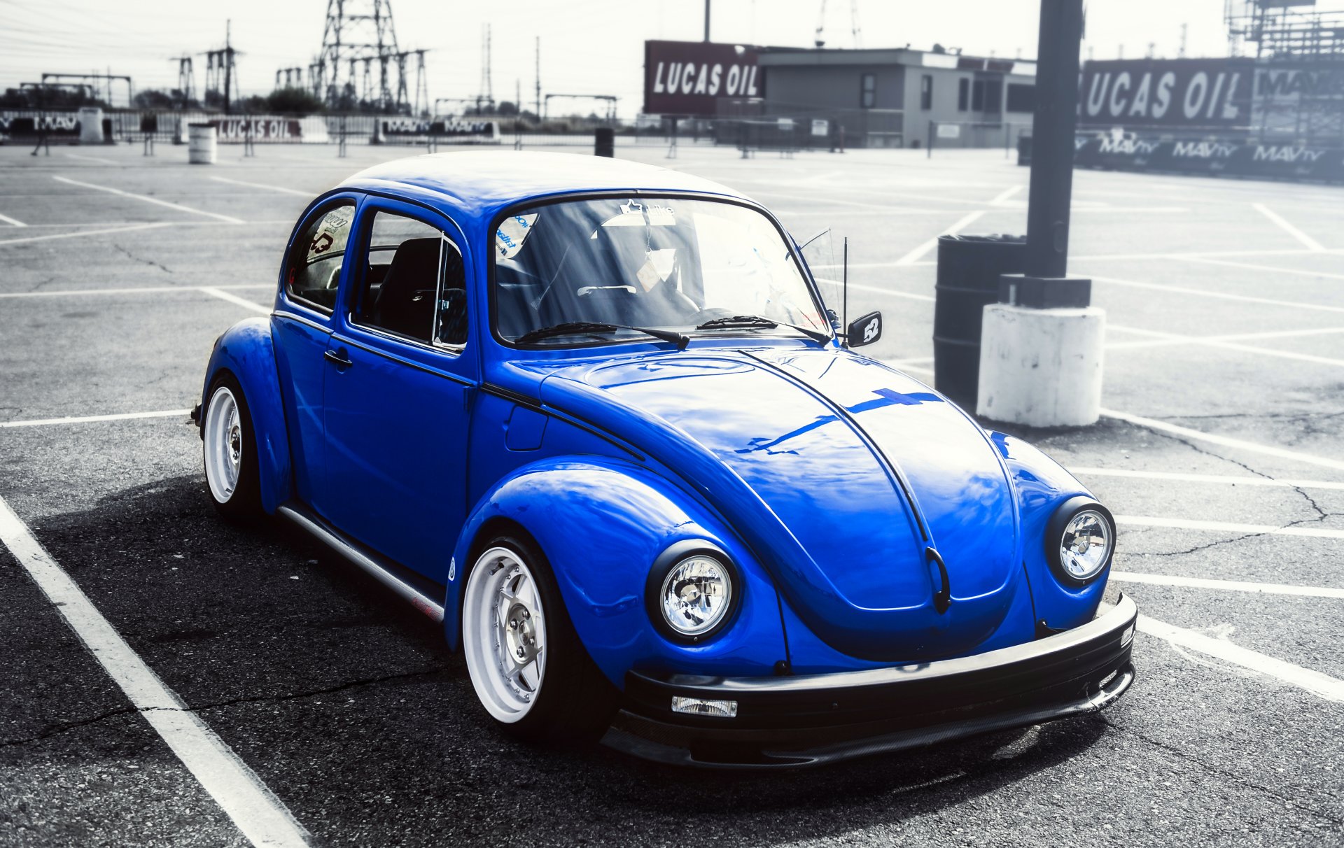 beetle niebieski przód volkswagen