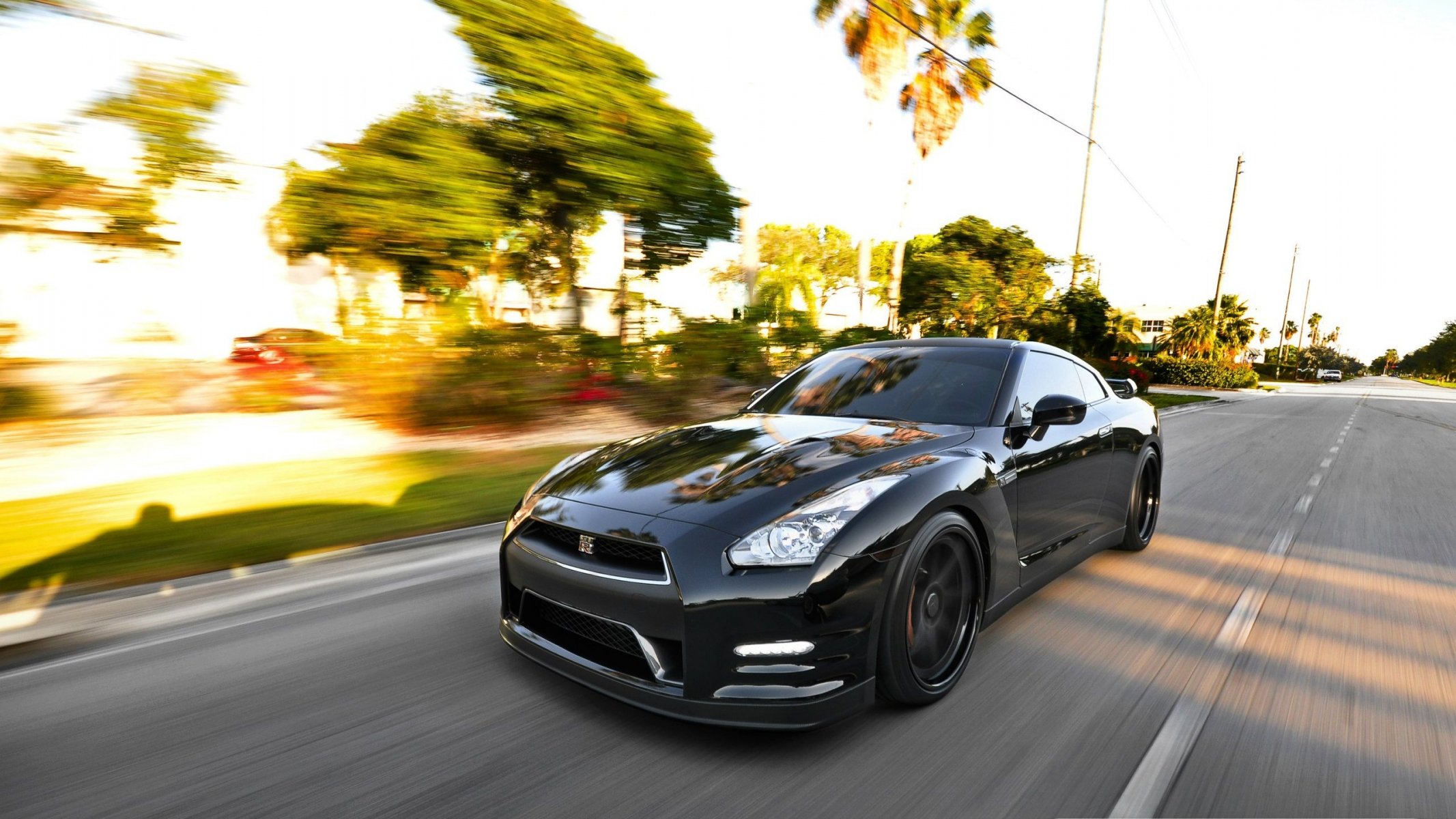 nissan gtr r35 negro superdeportivo velocidad día