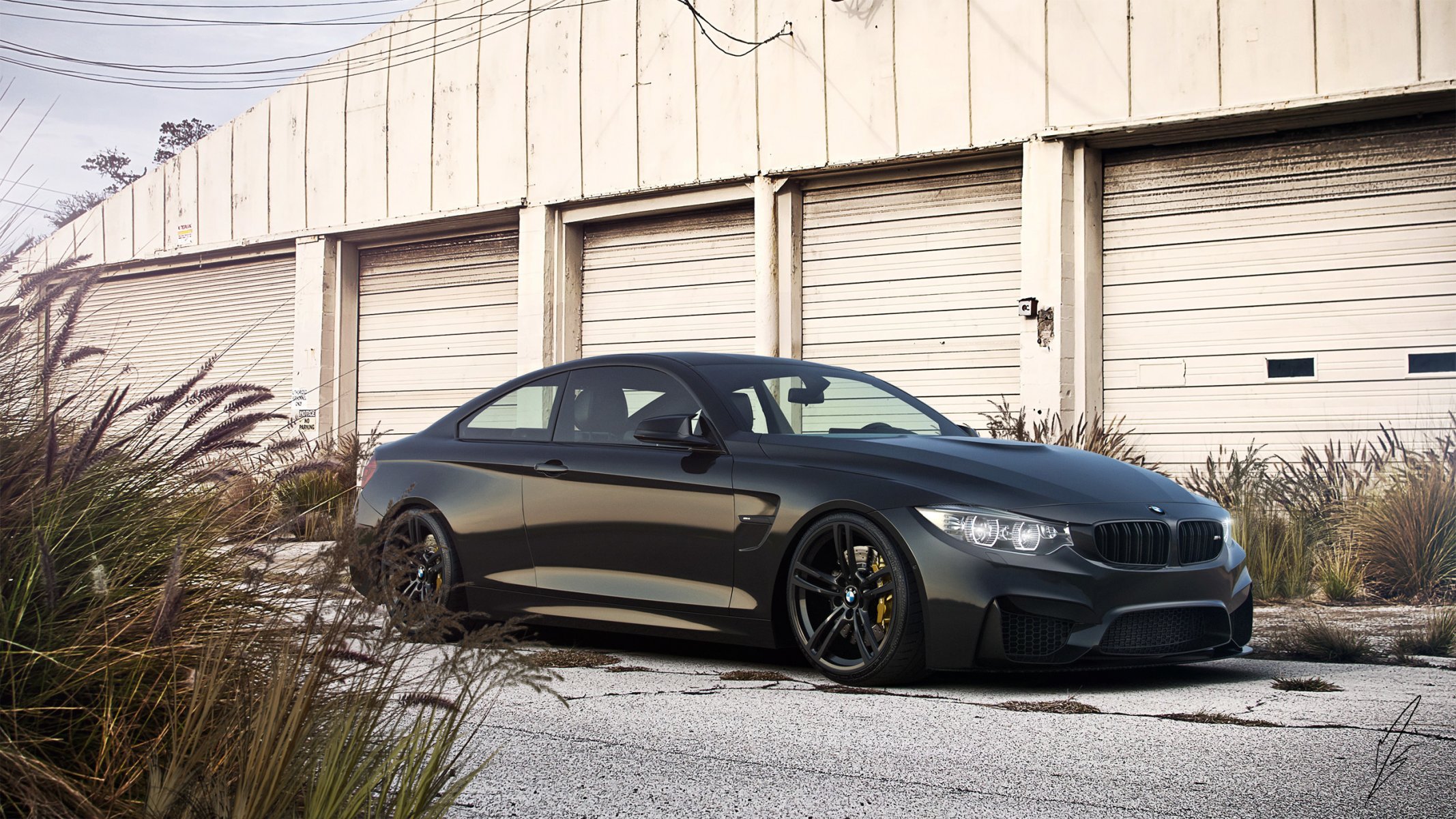 bmw m4 coupé noir voiture avant roues lumière mat