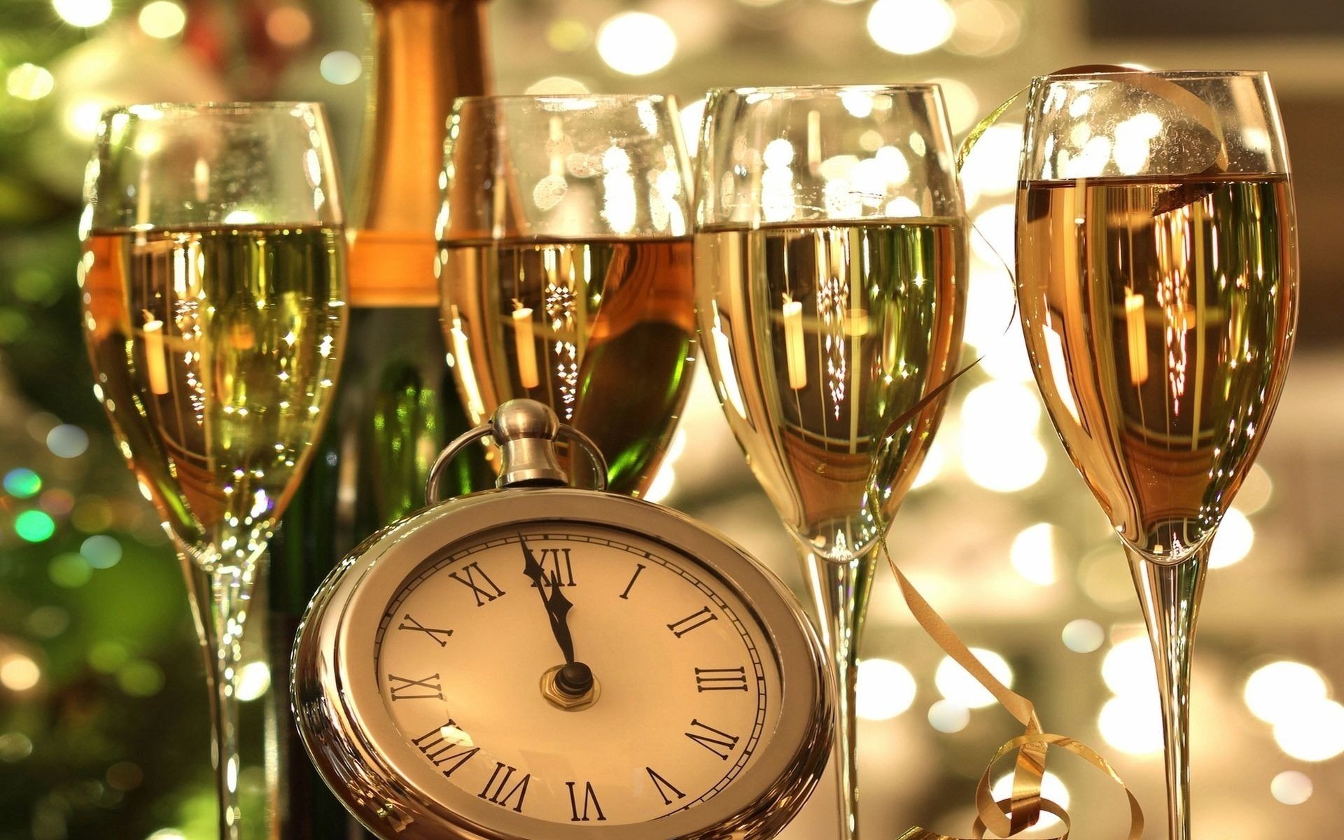 watch midnight champagne glasses new year drinks holiday