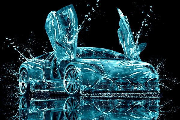 Abstraction of a lamborghini car. Water element